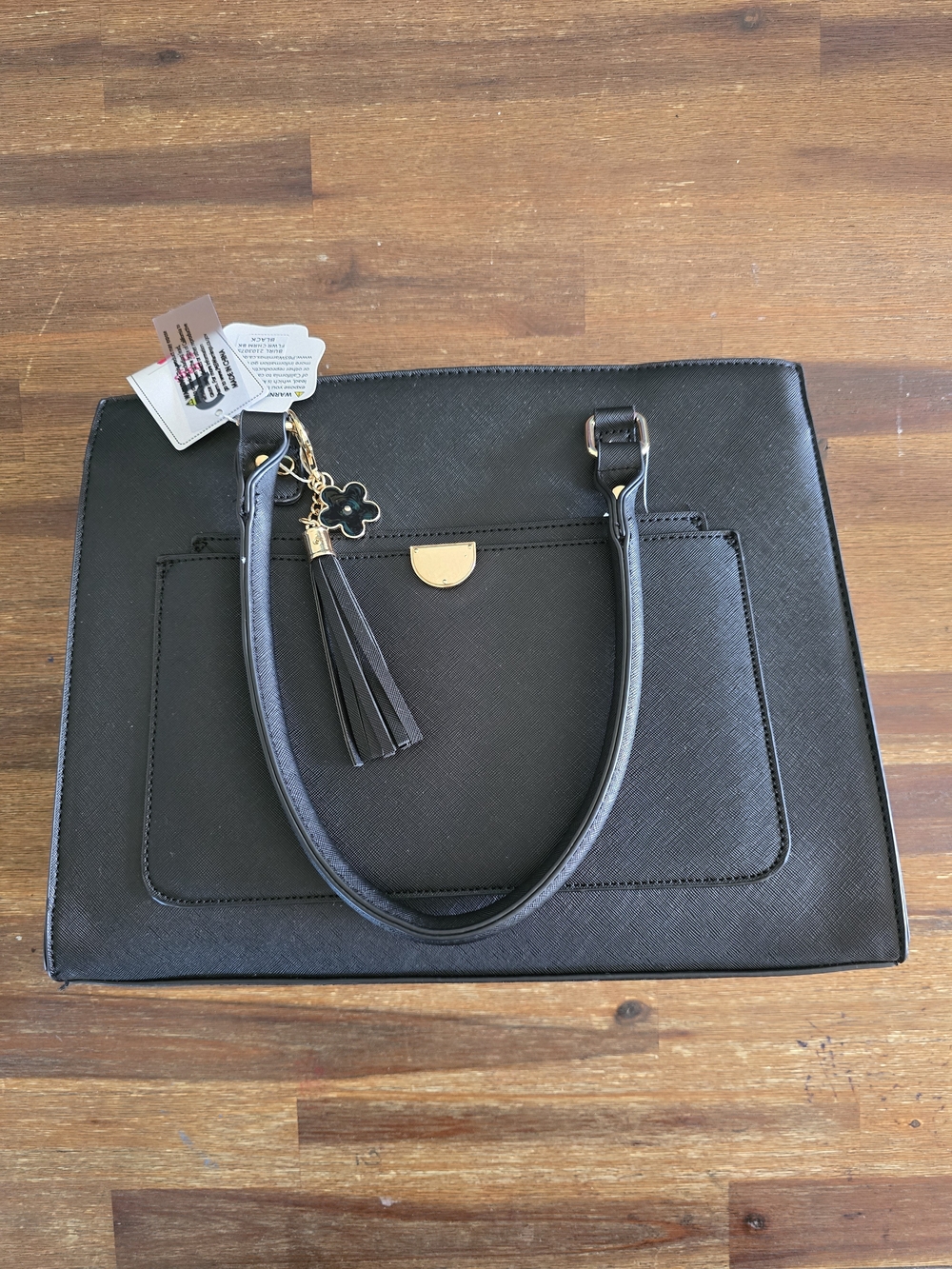 Essen Bella 2 In 1 Black Tote Handbags with Tassel Charm